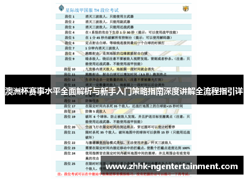 澳洲杯赛事水平全面解析与新手入门策略指南深度讲解全流程指引详